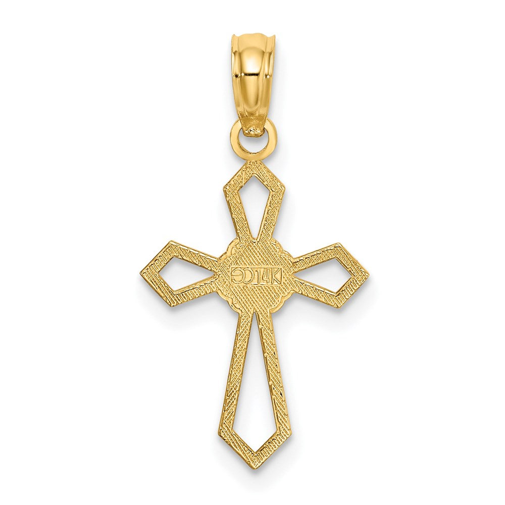 14K Cut-Out and Flat Cross W/ Flower Charm