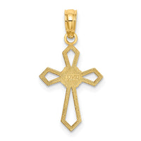 14K Cut-Out and Flat Cross W/ Flower Charm