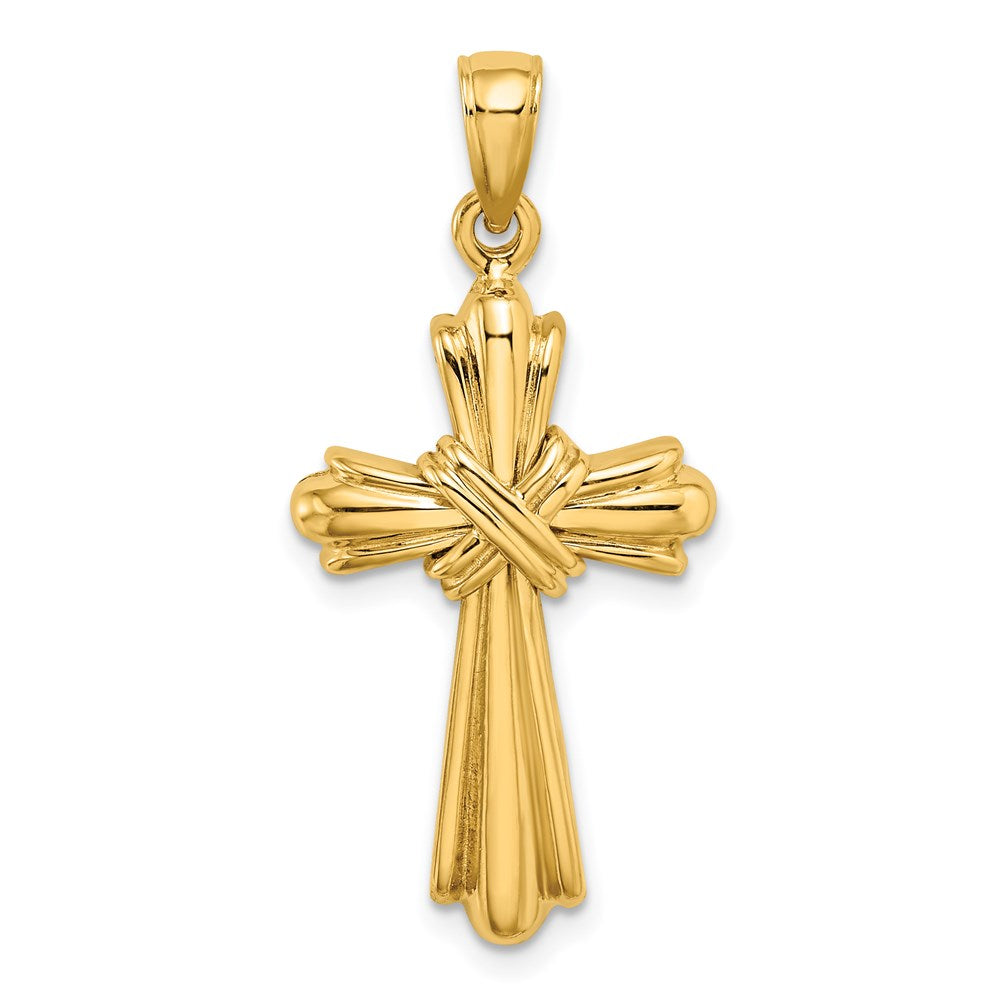 14K Polished Cross X Center Charm