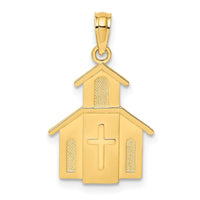 14K Church w/ Cross On Door Charm