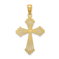 14K D/C and Cut-Out Stripes W/ Heart In Center Cross Charm