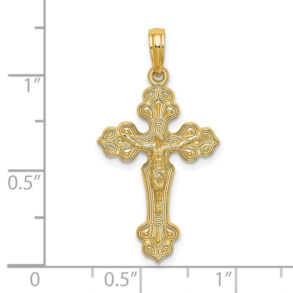 14K Crucifix W/ Fancy Tips Charm