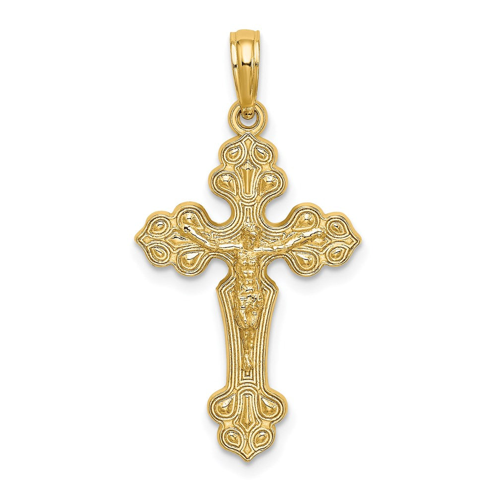 14K Crucifix W/ Fancy Tips Charm