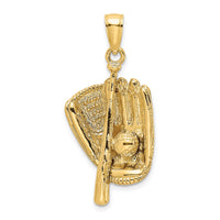 14K 3-D Baseball Glove, Bat and Ball Charm