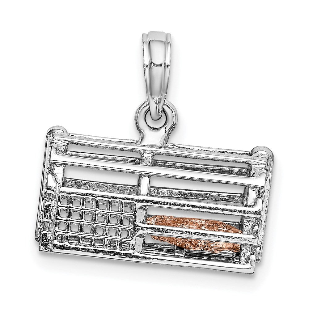 14K Two-Tone 3D Lobster Trap Moveable Charm 3