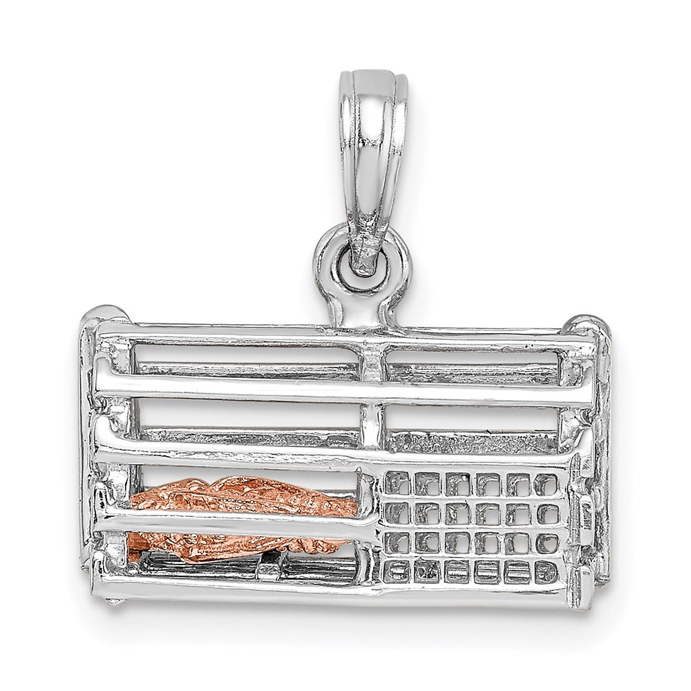 14K Two-Tone 3D Lobster Trap Moveable Charm 1