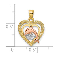 14K Two-tone w/White Rhodium Dolphin In Heart Charm 3