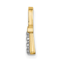 14K W/ Rhodium Textured and Polished Purse Charm