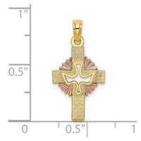 14K Two-Tone Cut-Out Dove On Cross Charm
