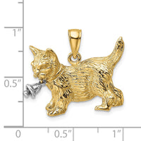 14kTwo-Tone Dangling Bell and Cat Charm