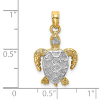 14K with White Rhodium Swimming Sea Turtle Charm 3