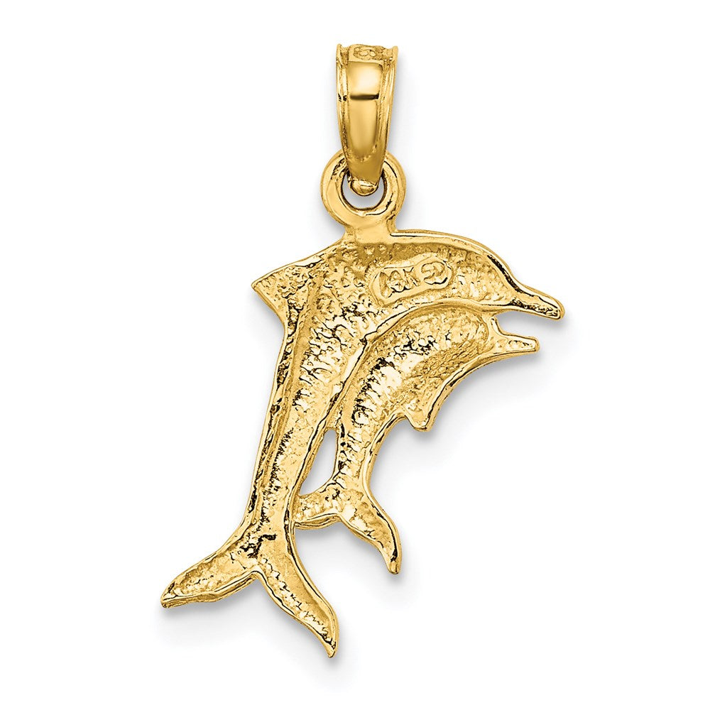 14K w/ Rhodium 2-D Polished Dolphins Charm 4