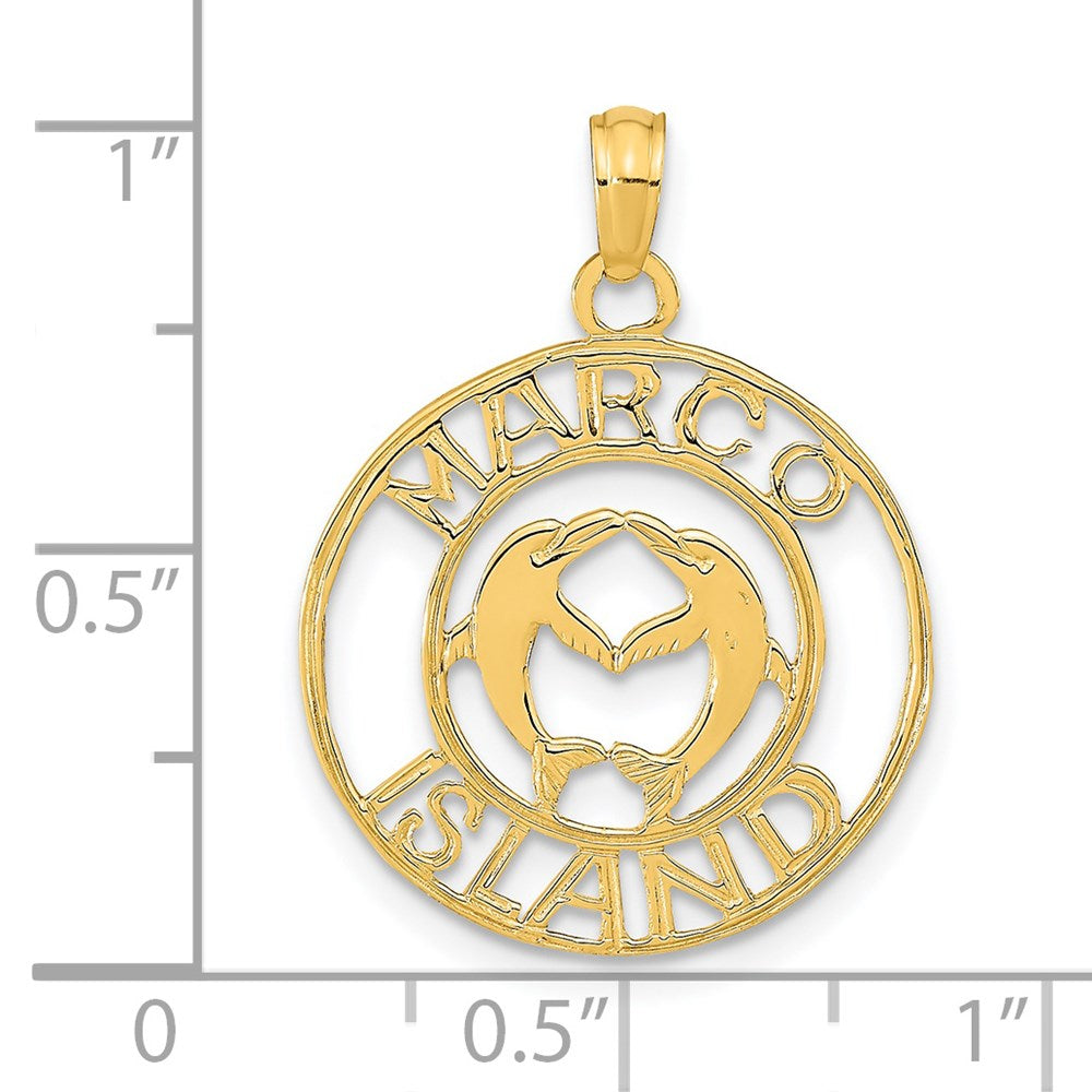 14K MARCO ISLAND with Dolphins Circle Pendant 3