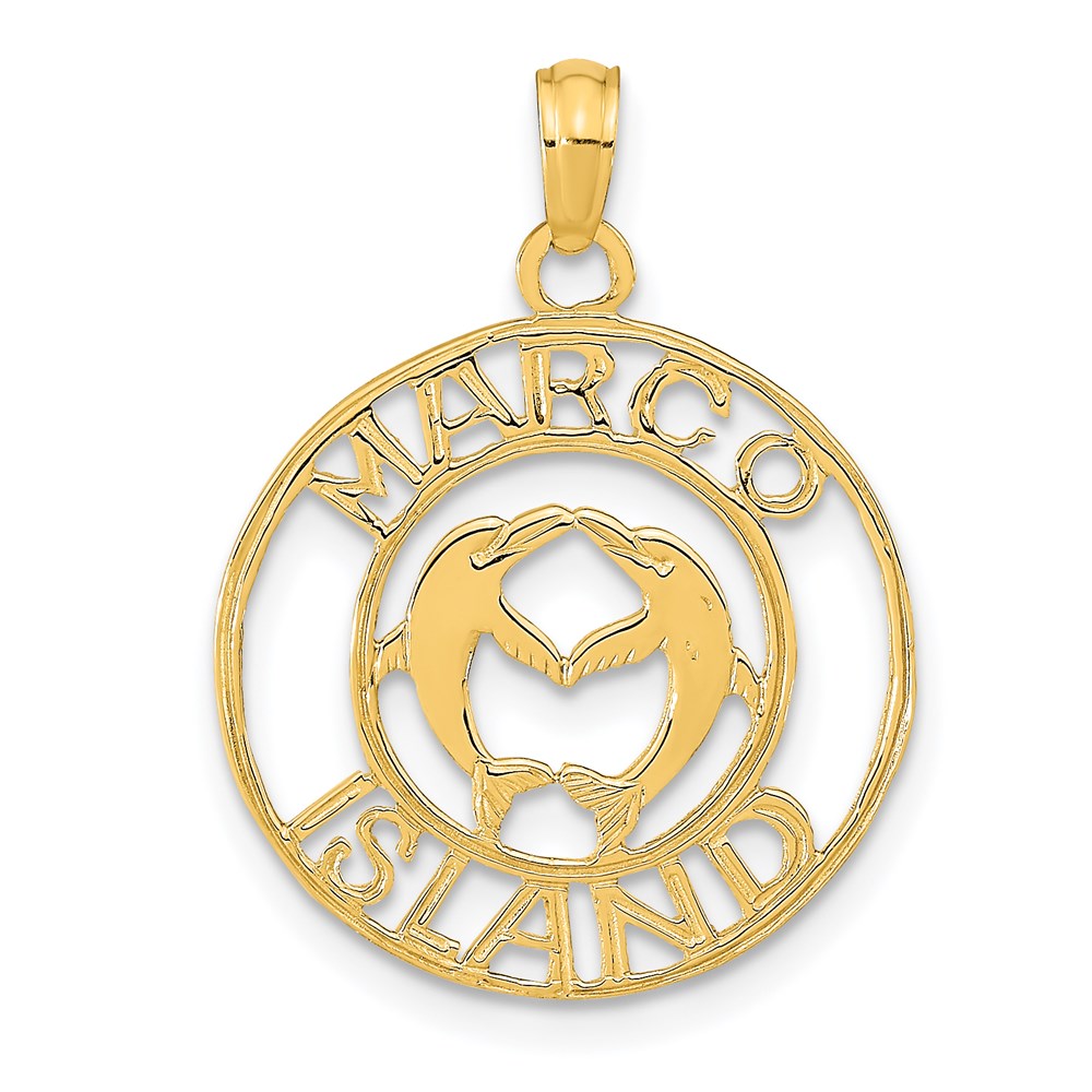 14K MARCO ISLAND with Dolphins Circle Pendant 1