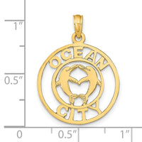 14K OCEAN CITY w/Dolphins Pendant 3