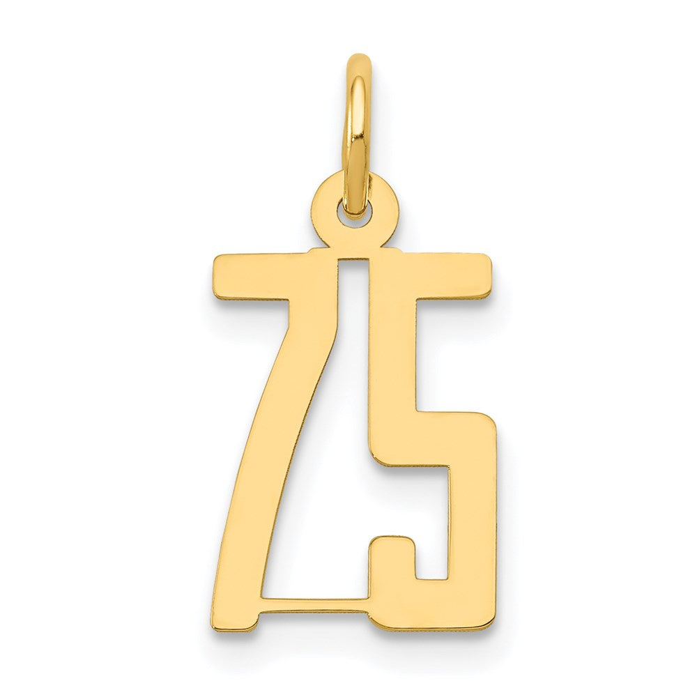 14k Small Elongated Number 75 Charm