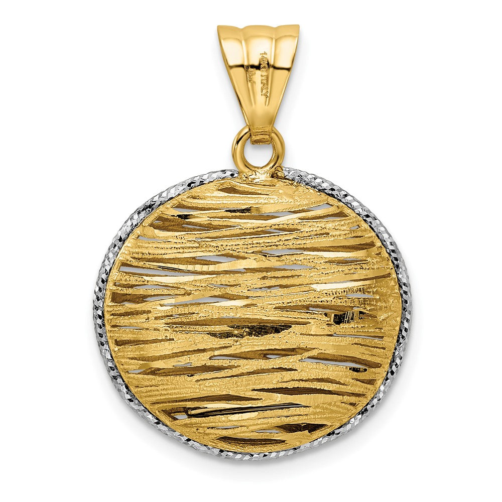 Leslie's 14K w/Rhodium Polished D/C Hollow Pendant