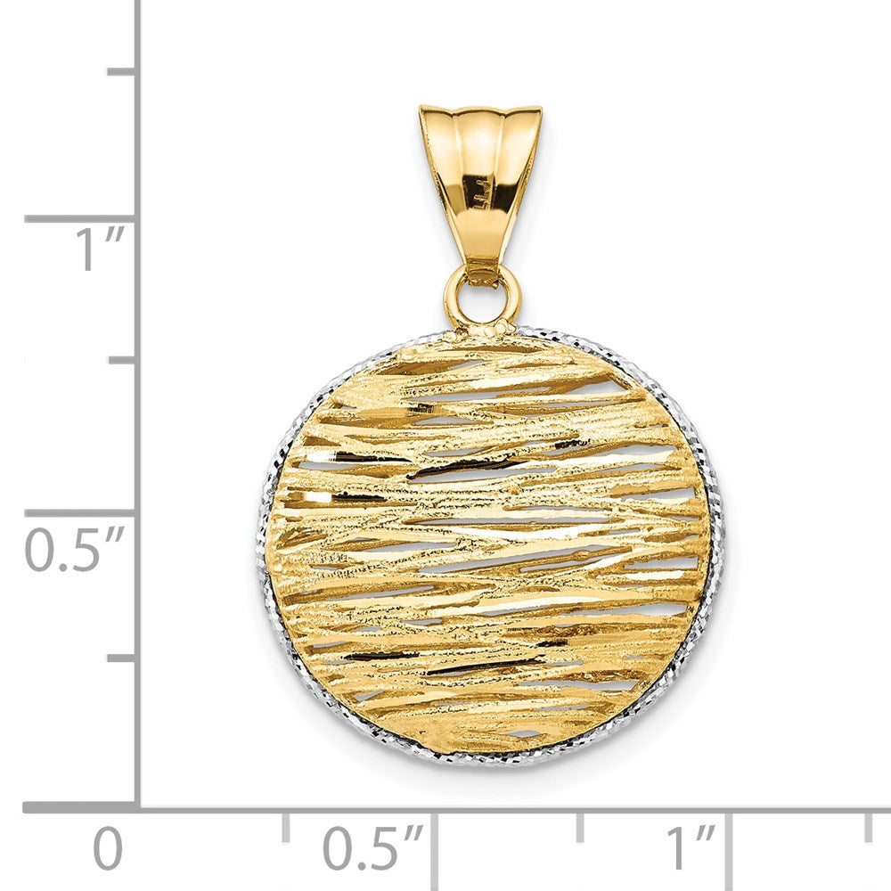 Leslie's 14K w/Rhodium Polished D/C Hollow Pendant