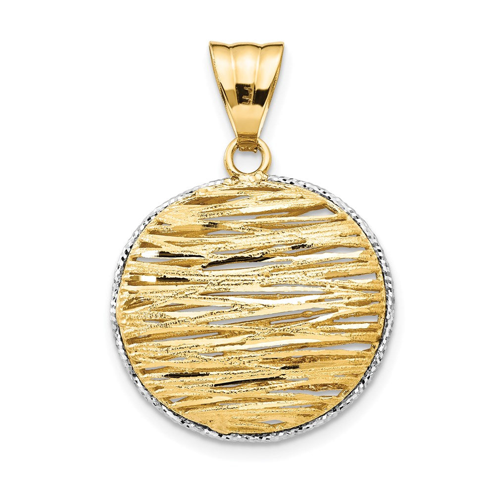 Leslie's 14K w/Rhodium Polished D/C Hollow Pendant