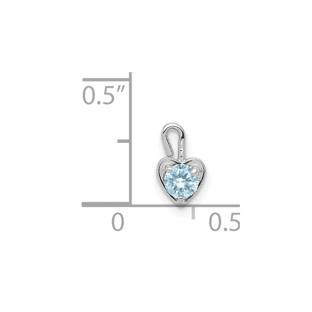 14k White Gold March Synthetic Birthstone Heart Charm