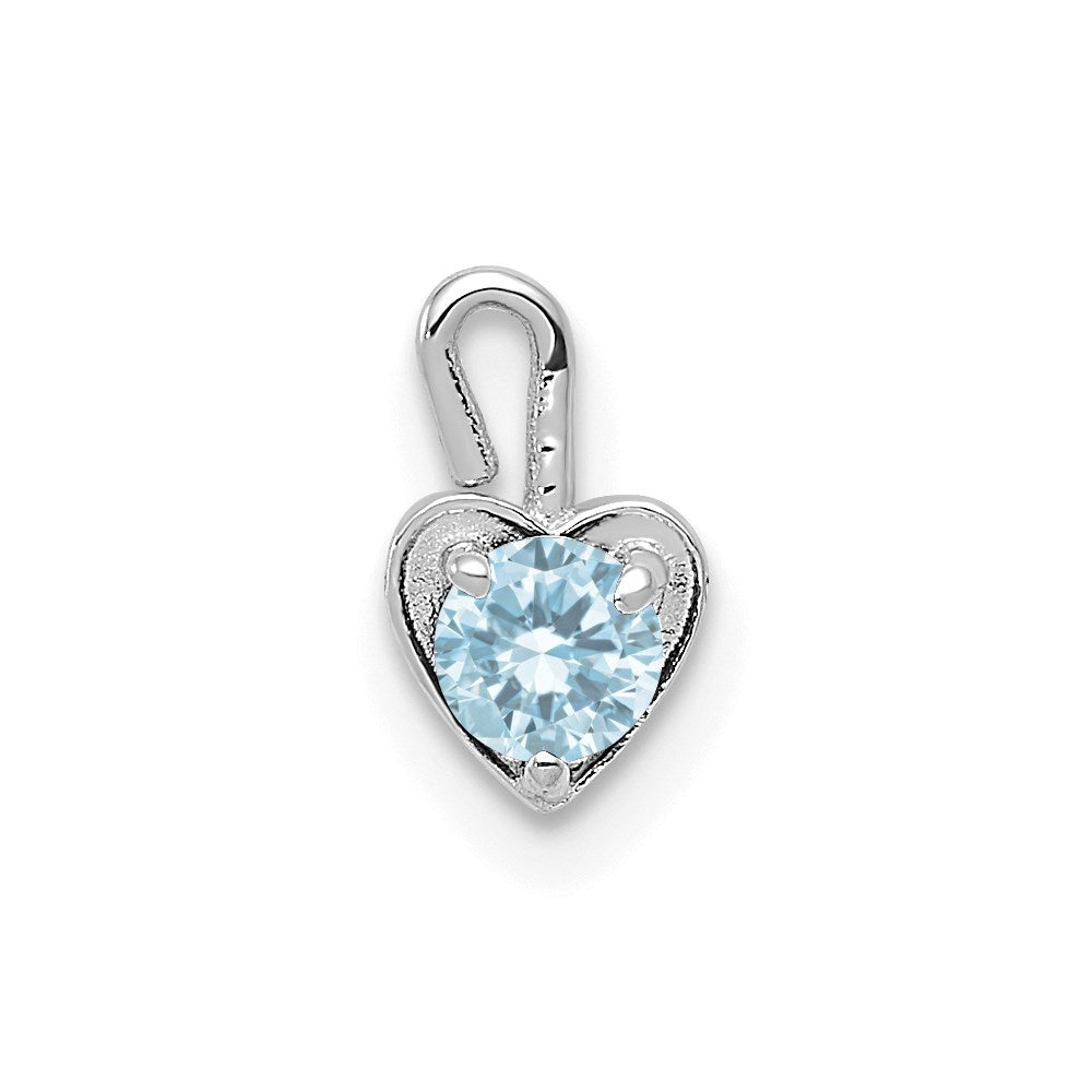 14k White Gold March Synthetic Birthstone Heart Charm