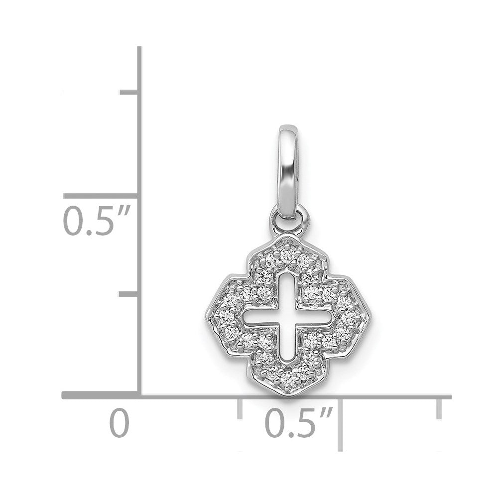 14k White Gold 1/10ct. Diamond Fancy Cross Pendant