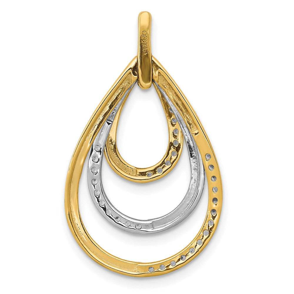 14k Two-tone Polished 1/4ct. Diamond Triple Teardrop Pendant