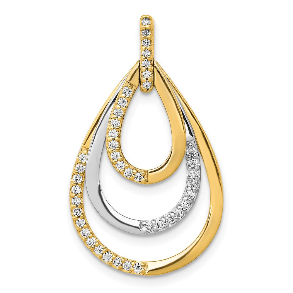 14k Two-tone Polished 1/4ct. Diamond Triple Teardrop Pendant