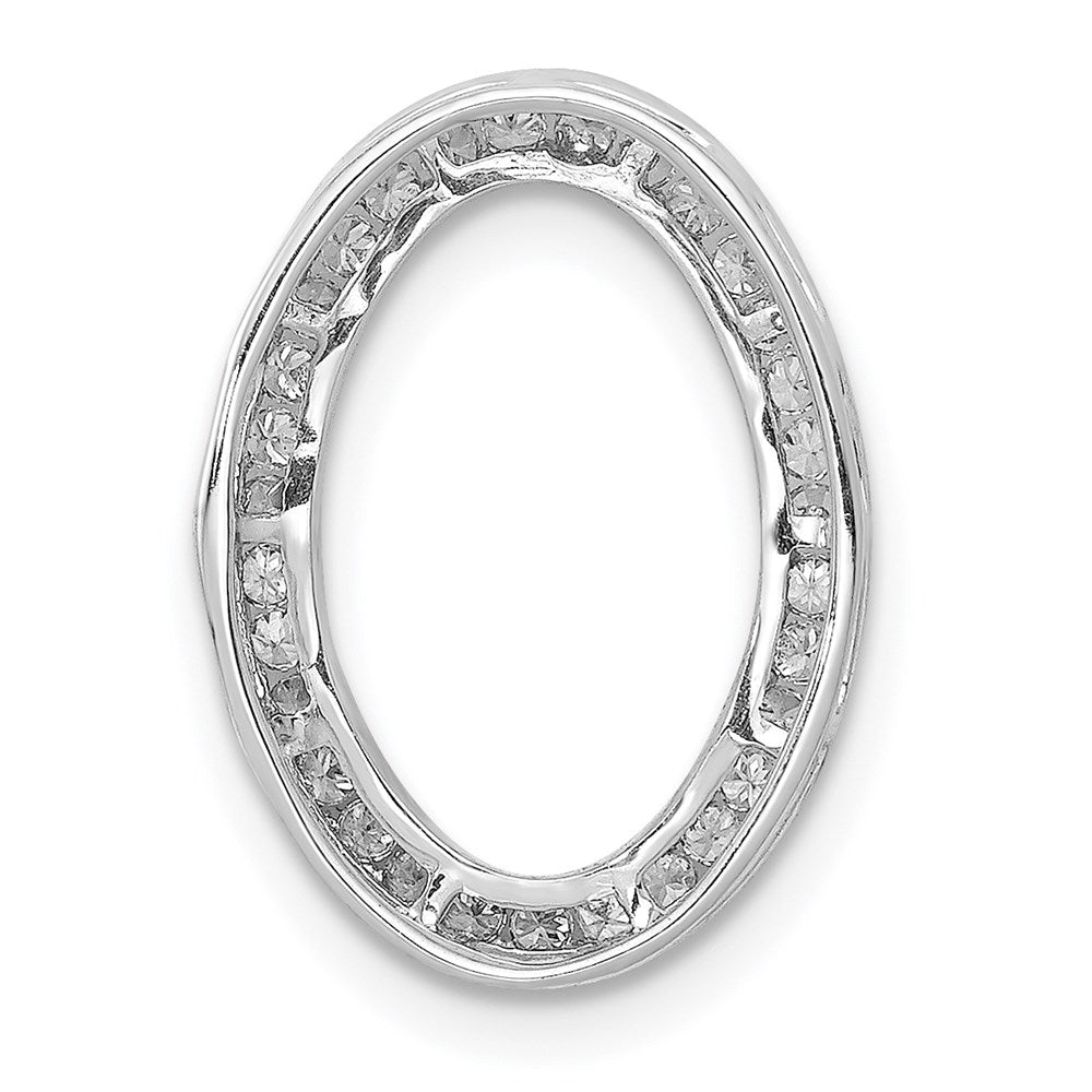 14k White Gold 1/4ct. Diamond Channel Set Oval Chain Slide