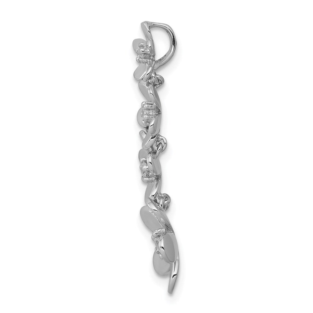 14k White Gold 1/8ct. Diamond Four Flower Chain Slide