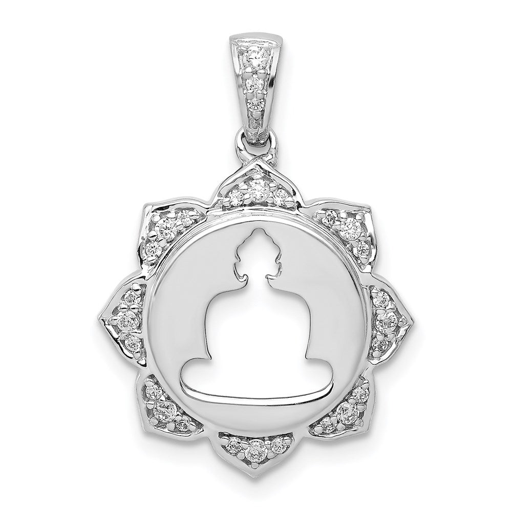 14k White Gold Diamond Buddha Pendant