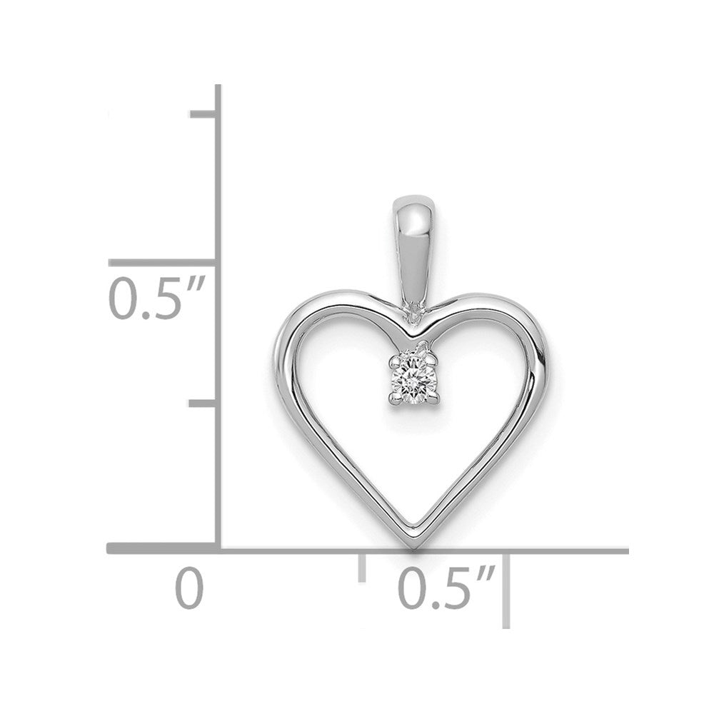 14k White Gold AA .03ct. Diamond Heart Pendant