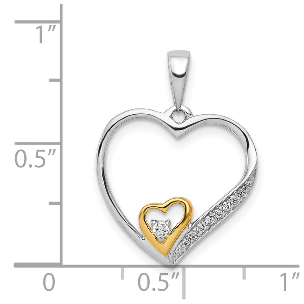 14k Two-Tone 1/20ct. Diamond Double Heart Pendant