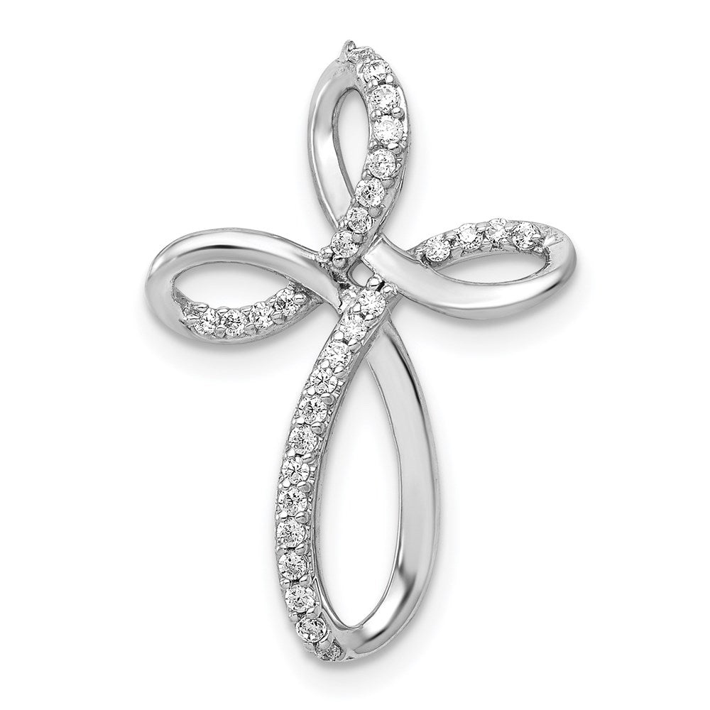 14k White Gold 1/6ct. Diamond Cross Chain Slide