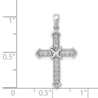 14k White Gold Passion Diamond Cross Pendant