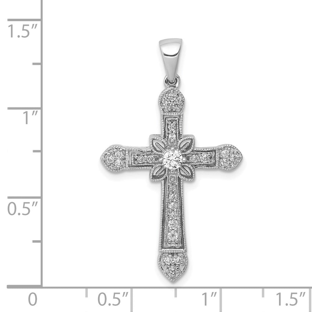 14k White Gold 1/3ct. Diamond Filigree Cross Pendant