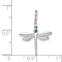 14k White Gold Blue and White Diamond Dragonfly Pendant