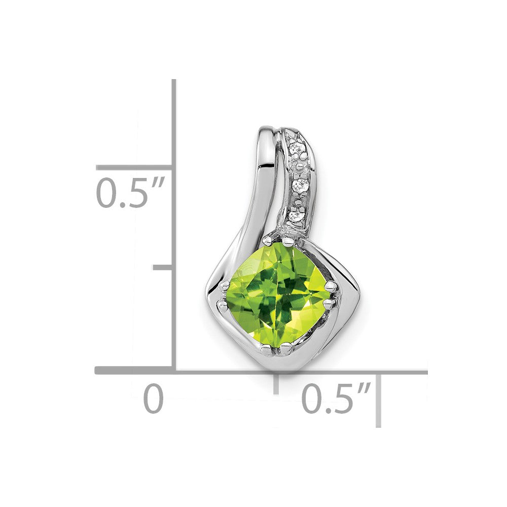 14k White Gold Peridot and Diamond Chain Slide Pendant