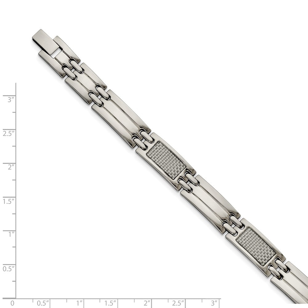 Chisel Stainless Steel Grey Carbon Fiber Inlay Polished Bracelet