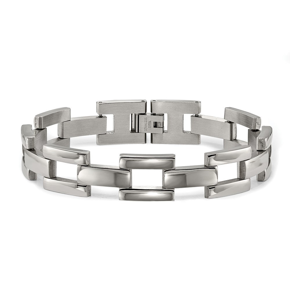 Chisel Stainless Steel Polished 8.5 inch Open Square Link Bracelet