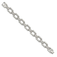 Chisel Stainless Steel Polished 8.5 inch Open Square Link Bracelet