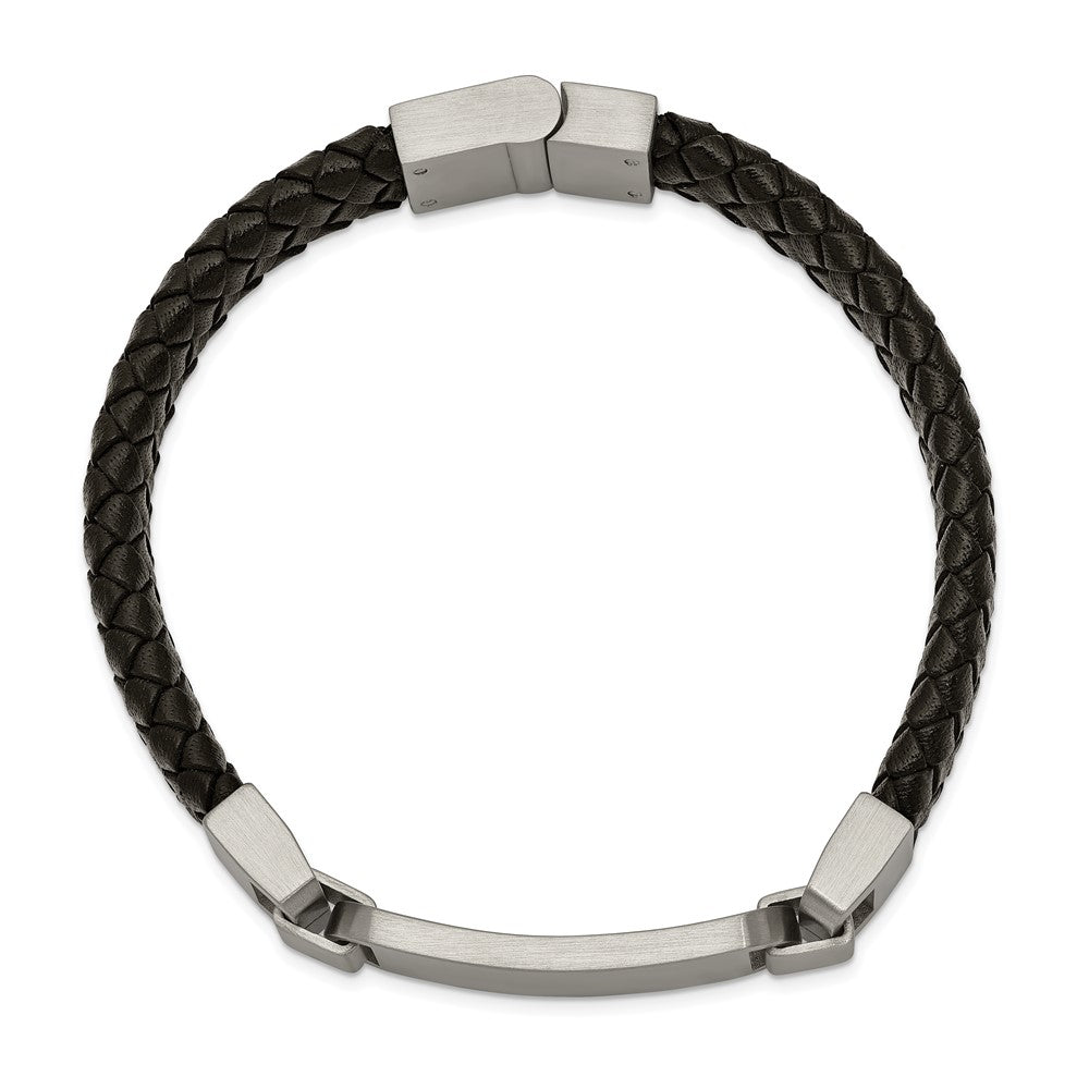 Chisel Stainless Steel Brushed Black Leather 8.5 inch ID Bracelet