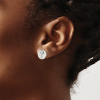 Stainless Steel Polished CZ Circle Post Earrings