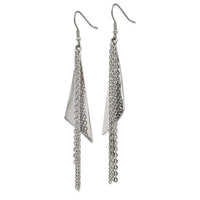 Stainless Steel Polished Multi Chain Dangle Shepherd Hook Earrings