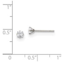 Stainless Steel Polished 3mm Square CZ Stud Post Earrings