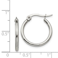 Stainless Steel Polished 19.5mm Diameter Hoop Earrings