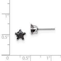 Stainless Steel Polished 6mm Black Star CZ Stud Post Earrings