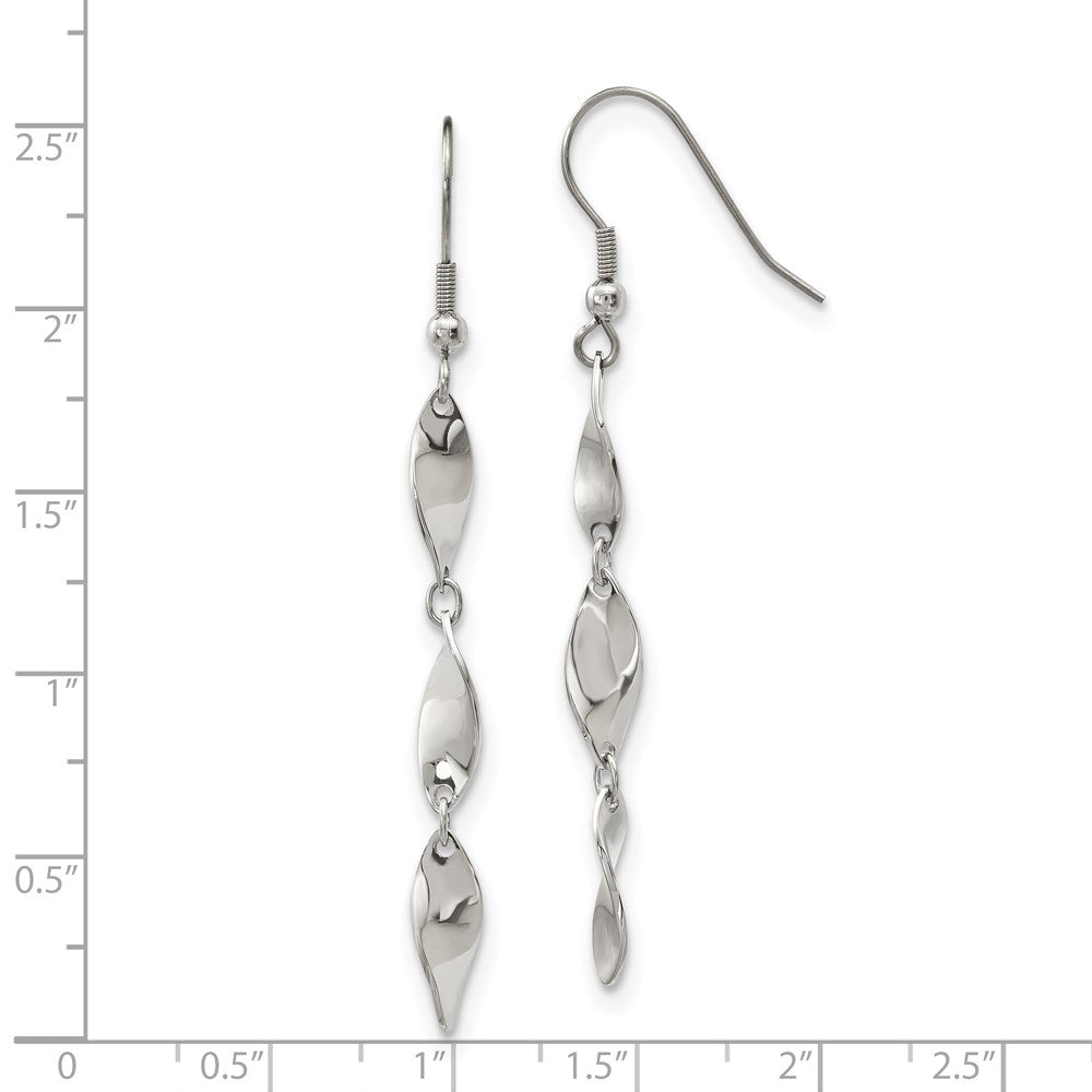 Stainless Steel Polished Twisted Dangle Shepherd Hook Earrings