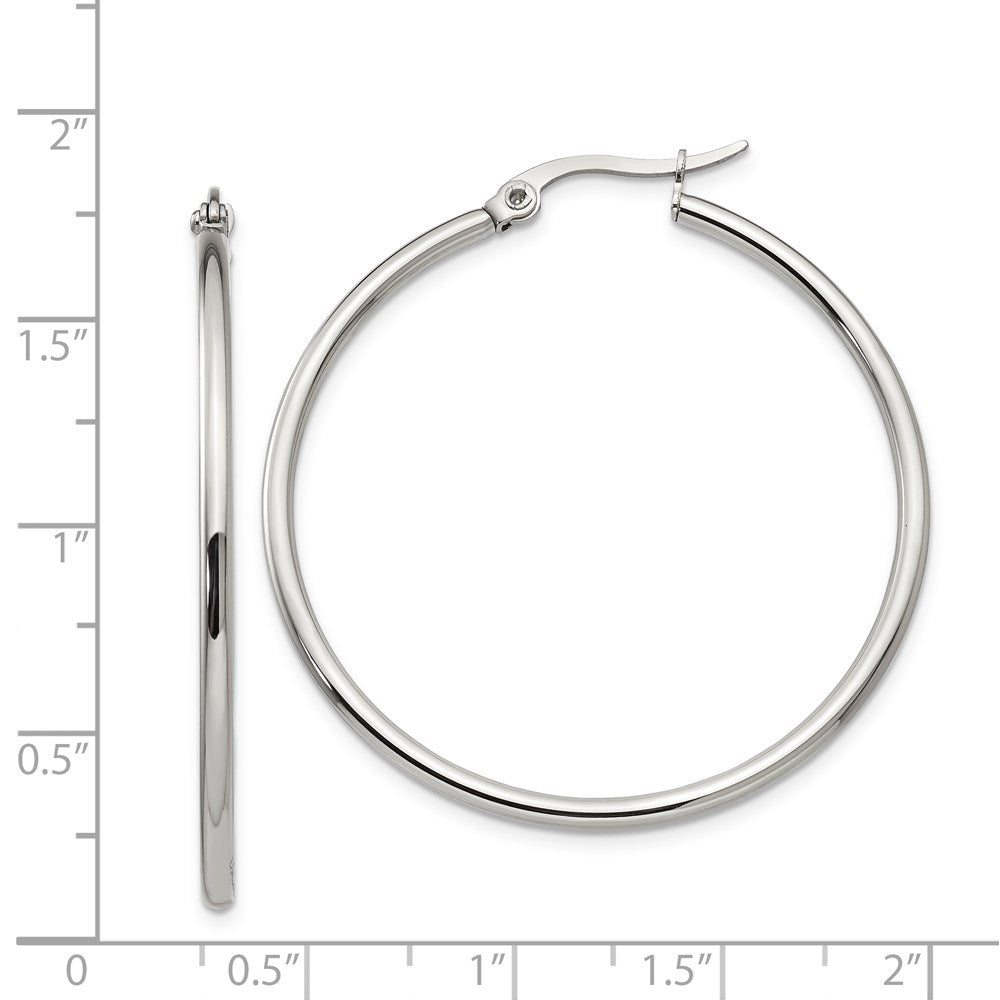 Stainless Steel Polished 40.5mm Diameter Hoop Earrings