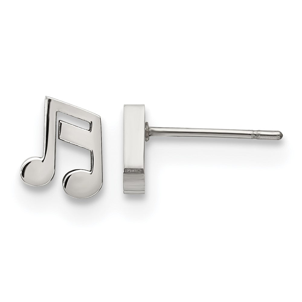 Stainless Steel Polished Music Note Post Earrings